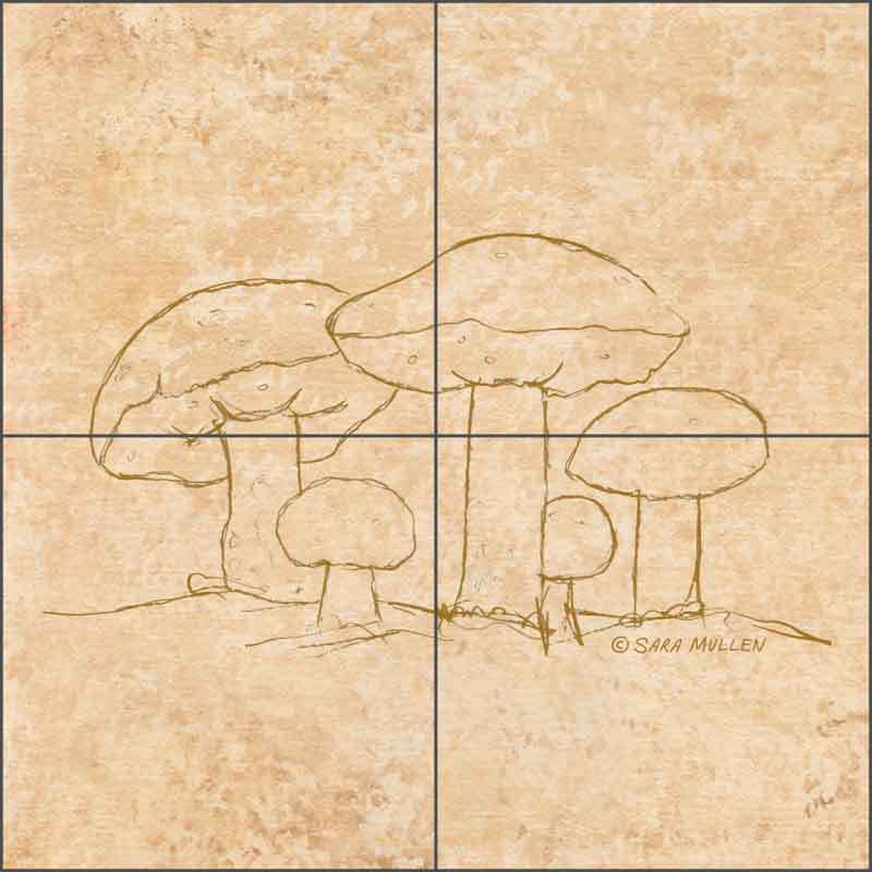 Kitchen Tile Backsplash Mushroom Pattern I by Sara Mullen SM138