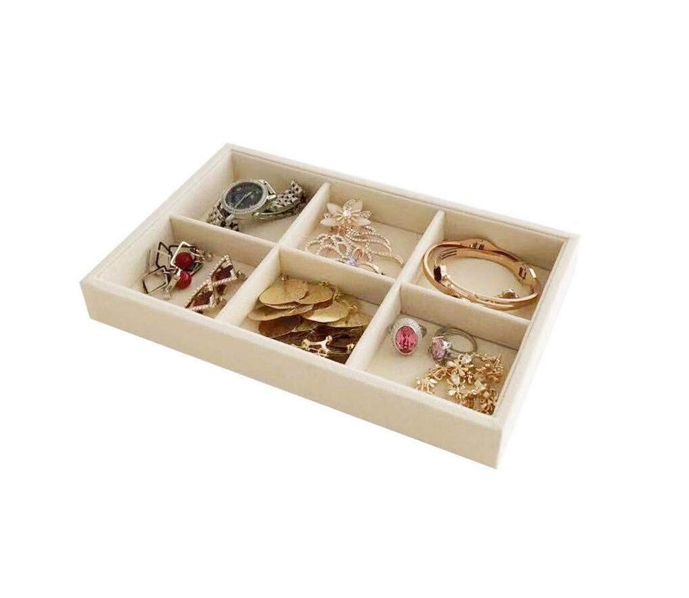 Beautiful Light Beige Jewelry Collection Storage Tray Premium Quality Stackab...