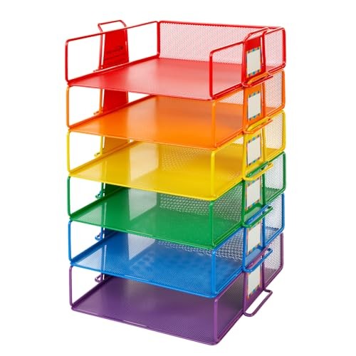 Stackable Letter-Size Wire Rack - 6 Colors Primary, 6 Trays