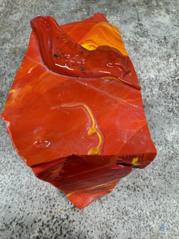 Bright red Rosarita with yellow stripes
