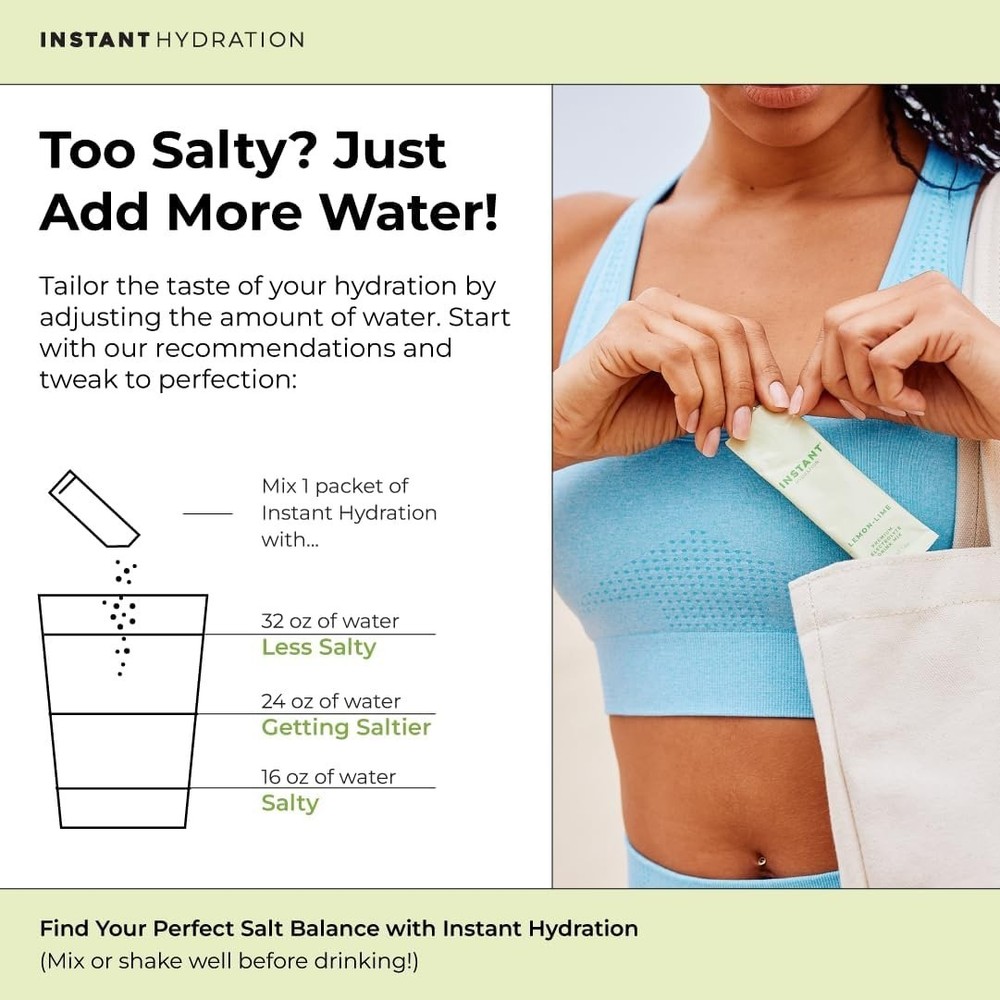 Instant Hydration Electrolytes Powder Packets - Lemon Lime Drink Mix - Zero Suga