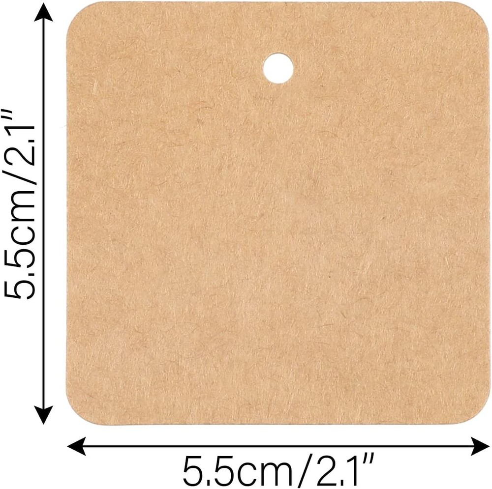 Kraft Paper Gift Tags with String, 100PCS Brown Square Tags, 2.2x2.2 inches B...