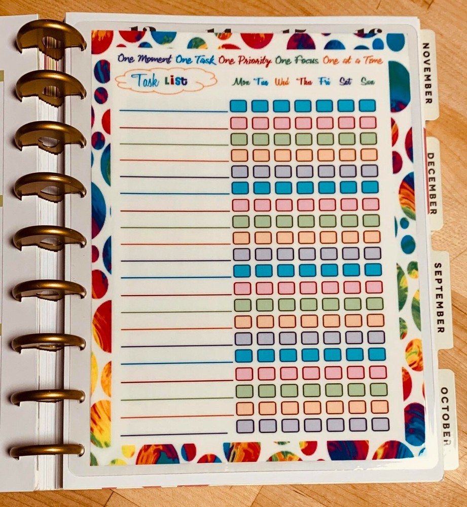 Task List Dashboard for use with Classic Happy Planner~