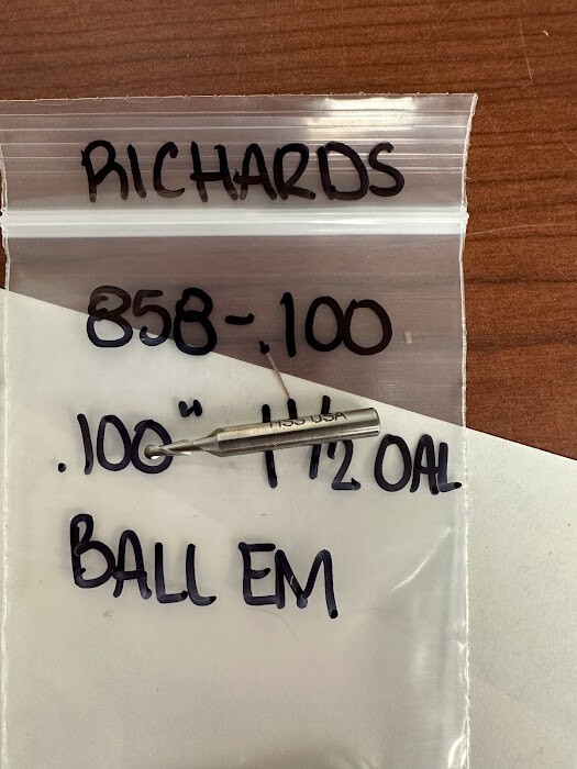 RICHARDS MICRO TOOL 2FL SE CARBIDE ENDMILL 858-.100 .100" 1-1/2"OAL
