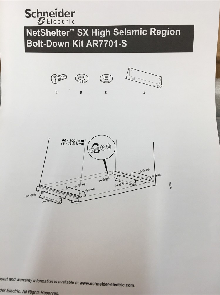 AR7701-S  Net Shelter Sx Seismic Bolt Down Kit