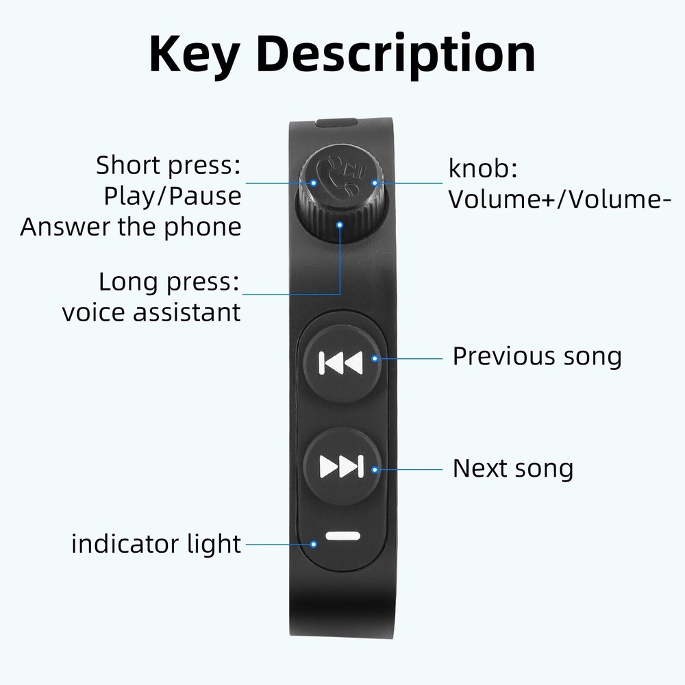 For Motorcycle Handlebar Bluetooth Wireless Media Remote Control Button IP66