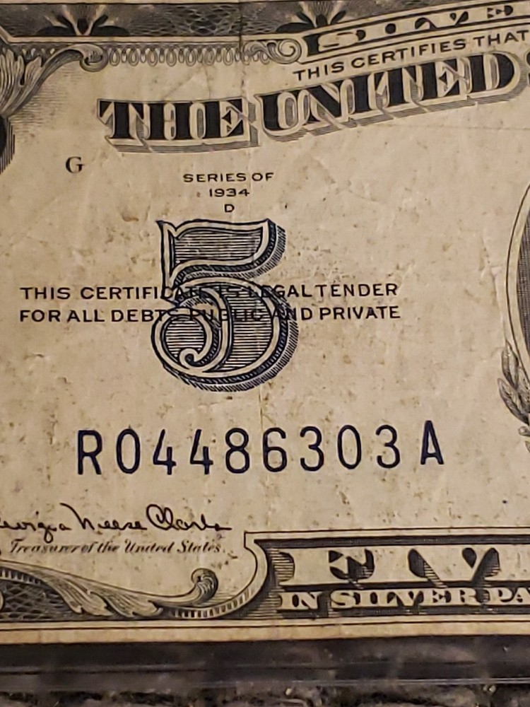 1934-D $5 Silver Certificate Blue Seal
