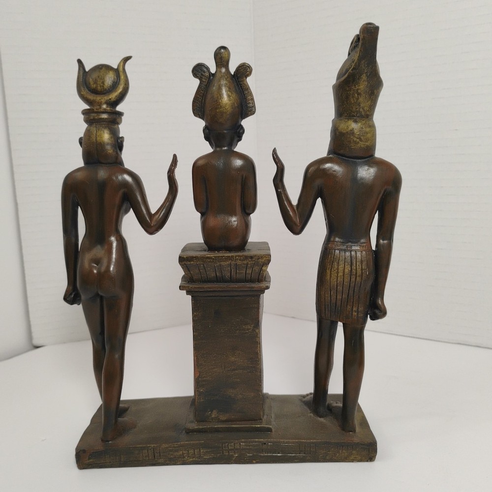 Vintage Egyptian Resin Statue Set Isis Horus Osiris + Sphinx Pyramid Bundle