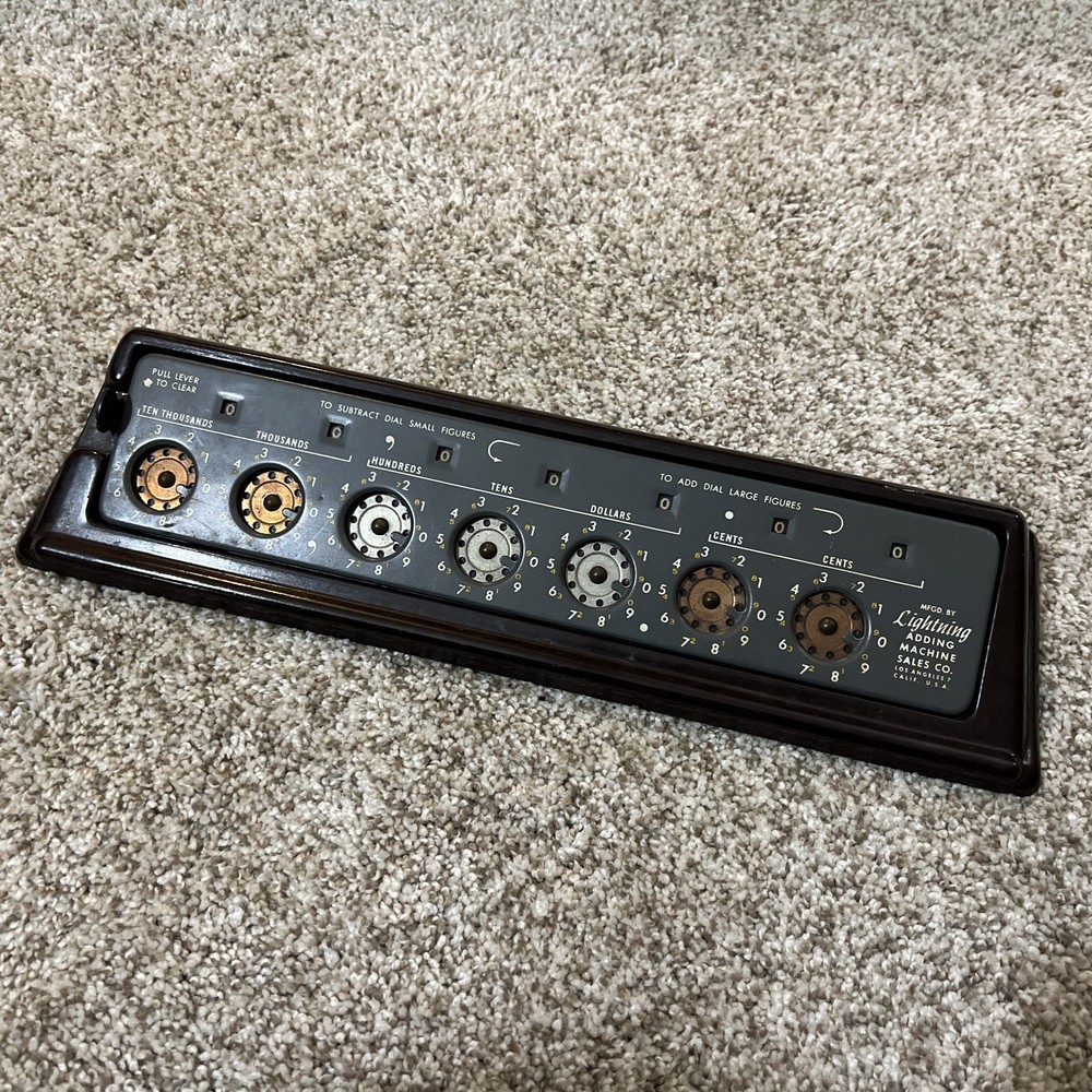 Vintage - The Lightning Portable Adding Machine Calculator Bakelite Angled Base