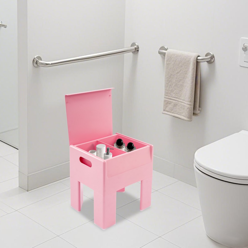 38*32*40cm ABS Side Table，Storage Stool，Multifunctional End Table，Pink Low Stool