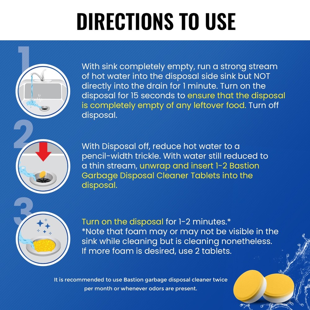 Foaming Garbage Disposal Cleaner Deodorizer Tablets - 24 Pack (1 Year Supply)