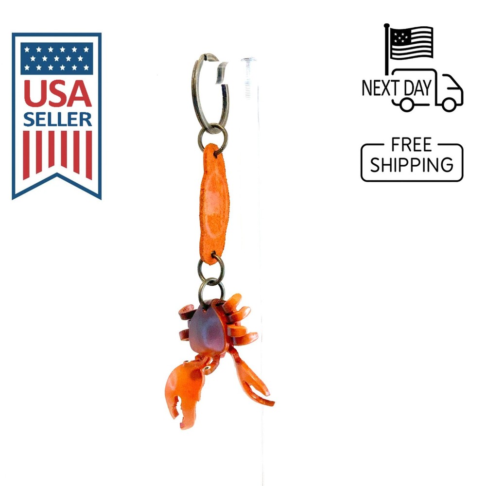 Crab Handmade Leather Keyring #1