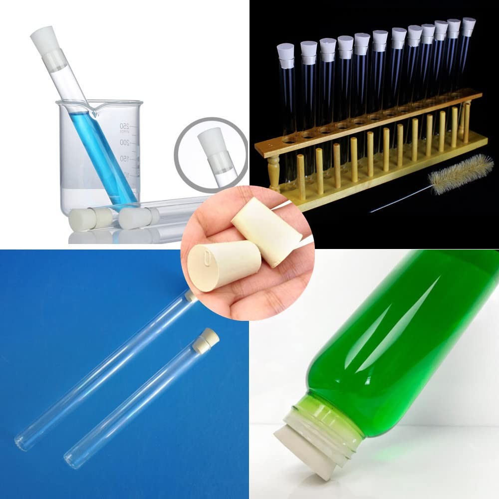 4 PCS Size #6 White Tapered Lab Seal Solid Rubber Stoppers for Flasks Tubes