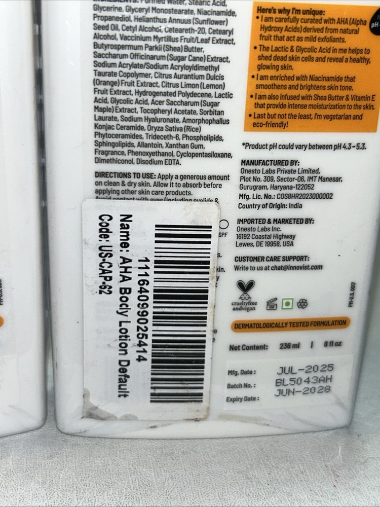 2 New Chemist At Work AHA Body Lotion 5% 236 mL Each Sealed