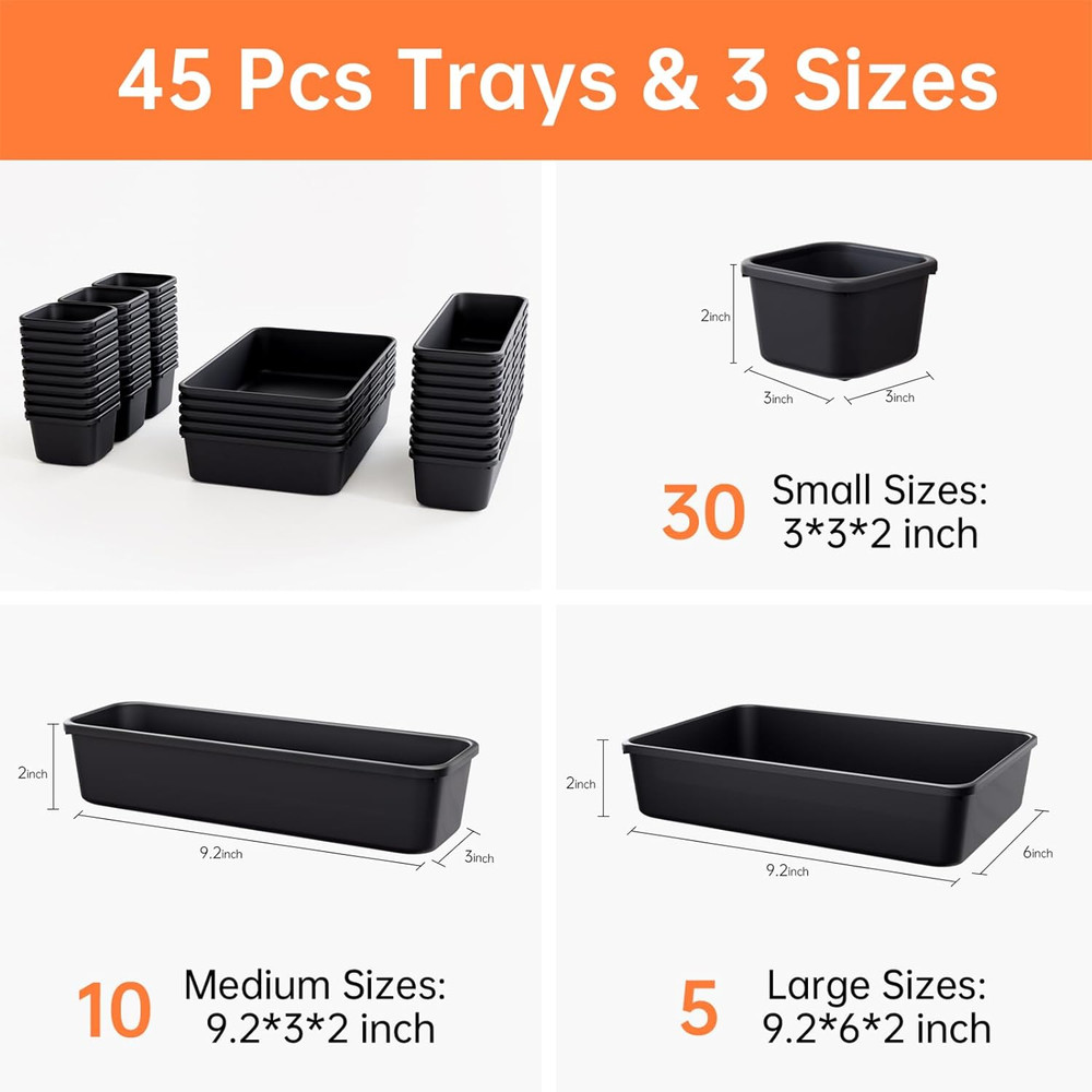 45 Pack Tool Box Organizer Tray Divider, Toolbox Desk Drawer Organizer,Garage Or