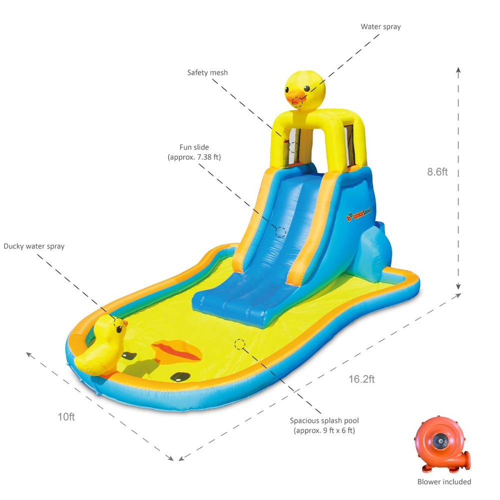 Bounceland Ducky Splash Water Slide with pool
