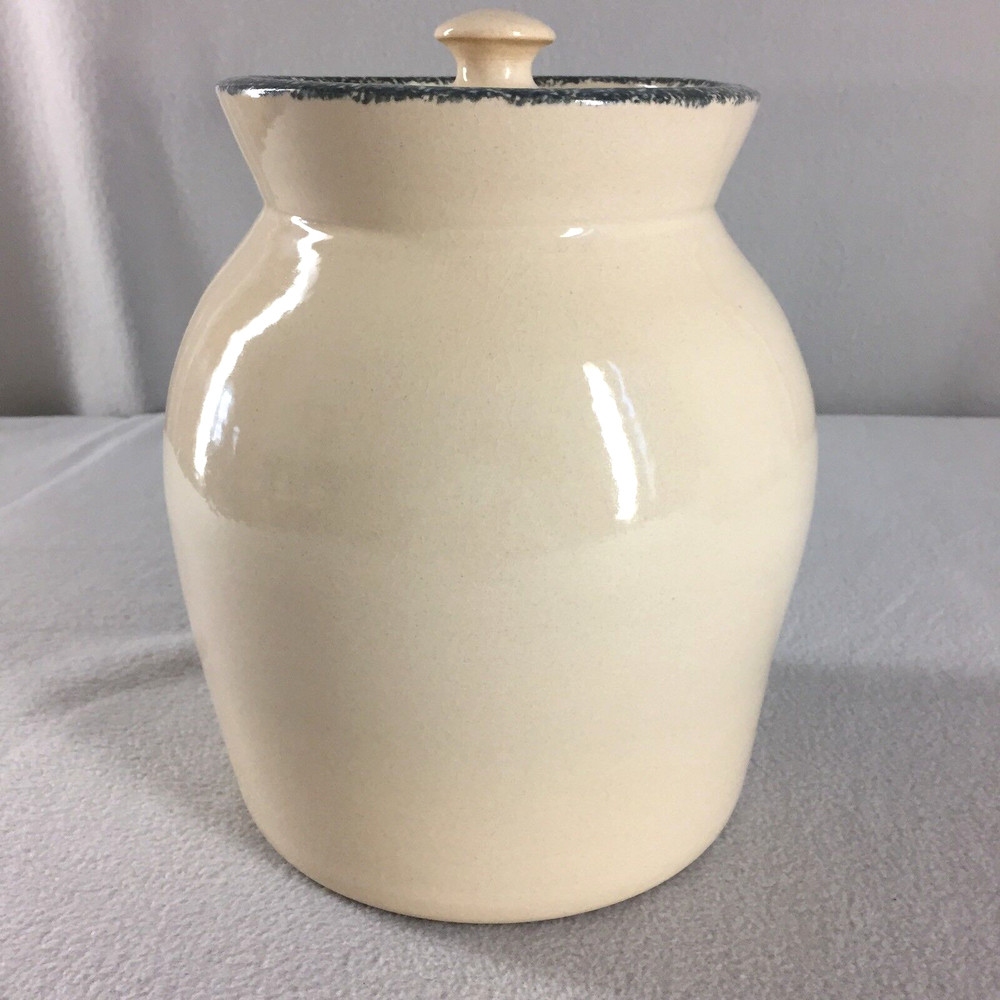 Casey Pottery Marshall TX Large Canister Cookie Storage Jar Apples Pattern 1995
