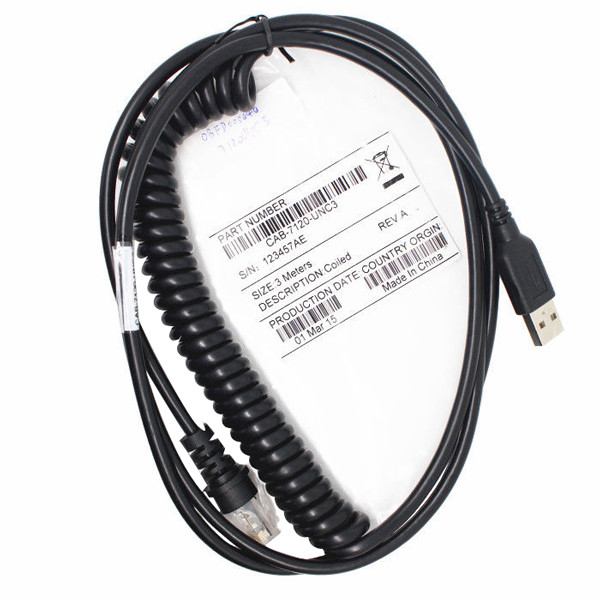 9FT Coiled USB Cable for Honeywell MS9590 MS5145 MS7180 Scanner