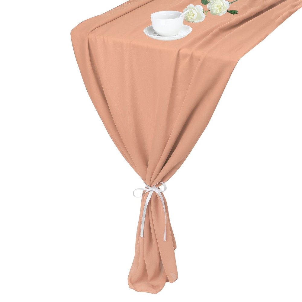 Rose Gold Chiffon Table Runner 27.5" x 118" Romantic Table Runner