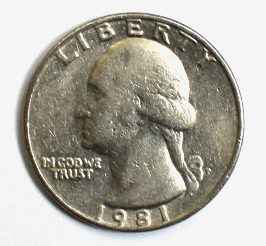 1981 P Quarter Filled Mint Mark Filled Lettering, Die Clash, DD Multi Error