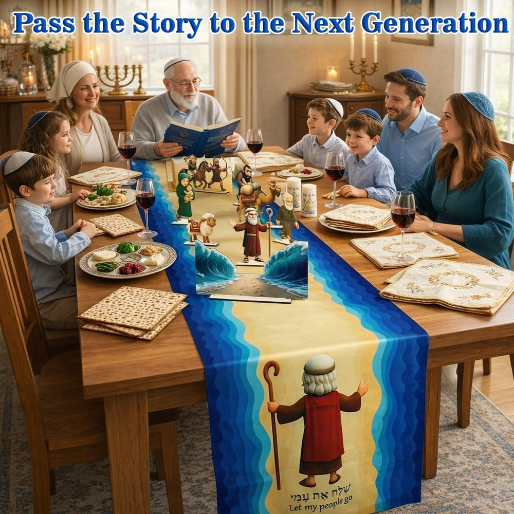 Passover Decorations Set – 9PCS Double-Sided Wooden Passover Figurines with Thic