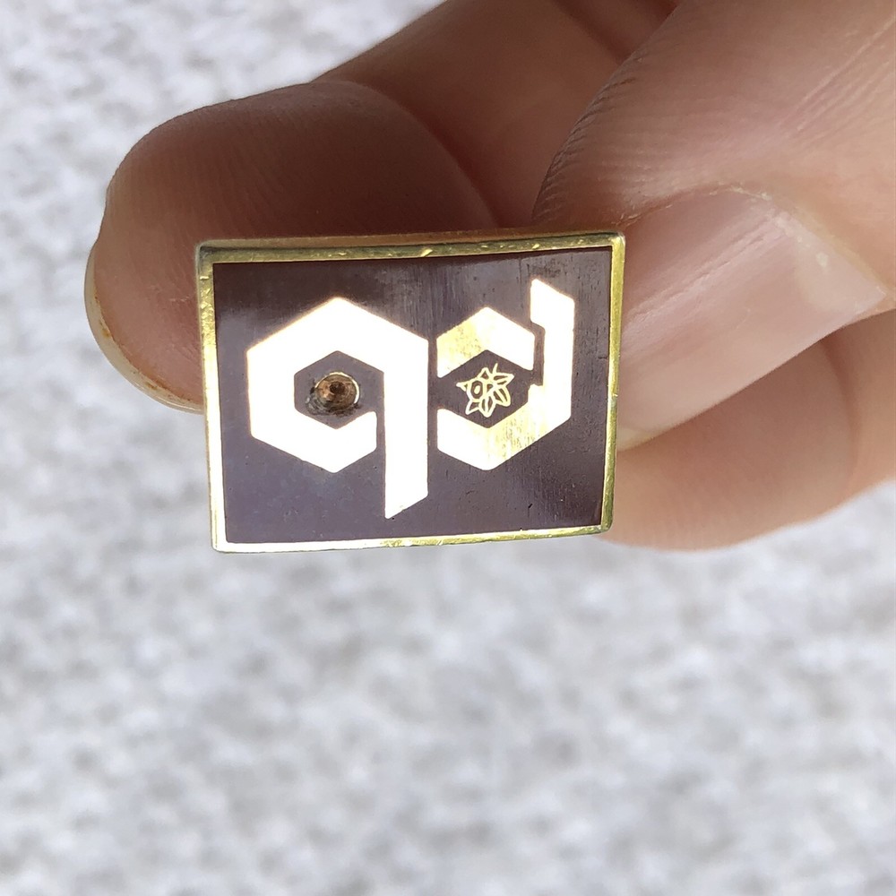 Rectangular Maroon Pb Hexagonal Logo Lapel Pin Tie Tack