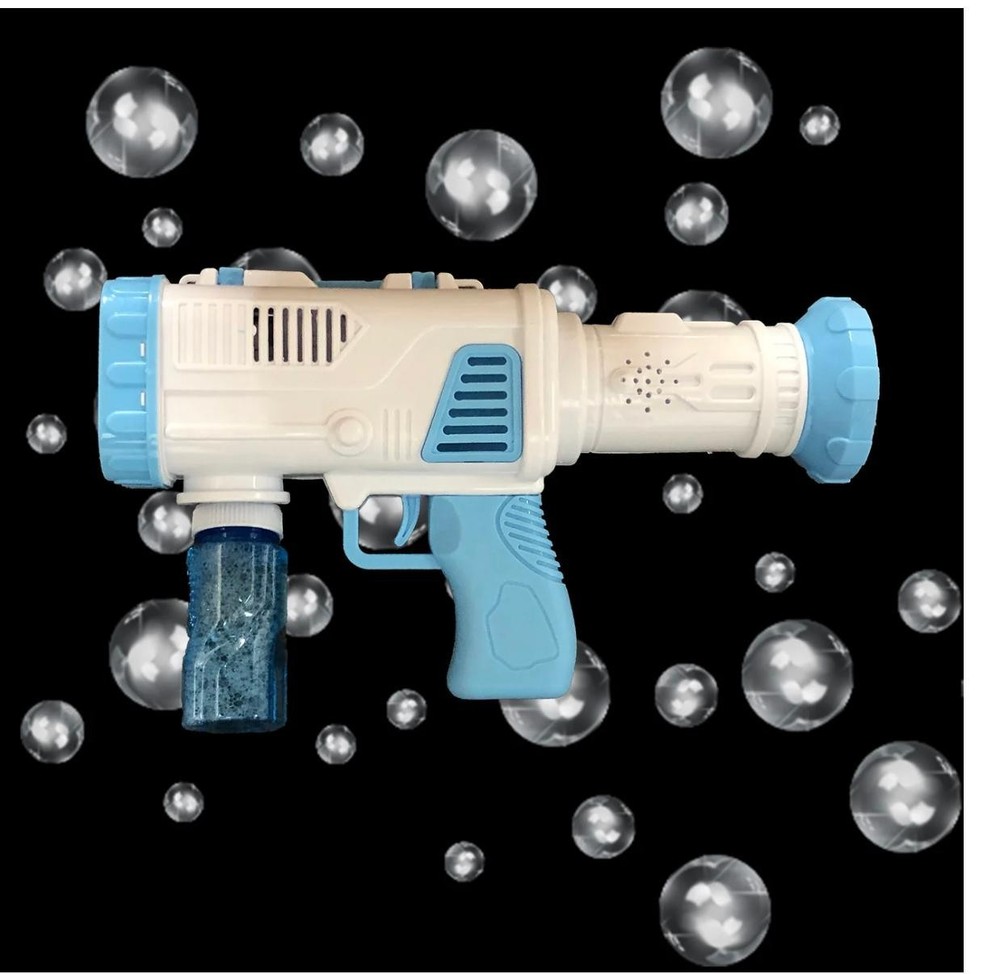 Electric Bubble Gun Blower Toy, Includes Battery & Extra Bubble Solution