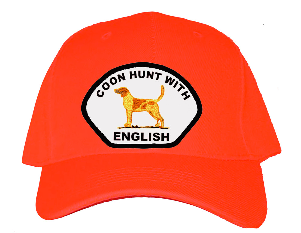 Cap Hat Orange Solid Back English Coonhound Hunting Tracking Standing
