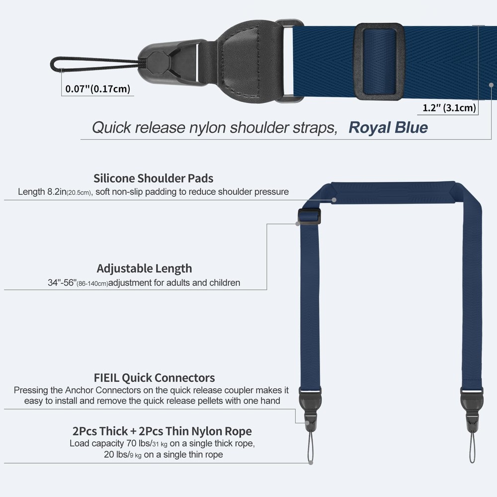 FIEIL Adjustable iPad Camera Shoulder Strap Lanyard w/ Silicone Pad Universal
