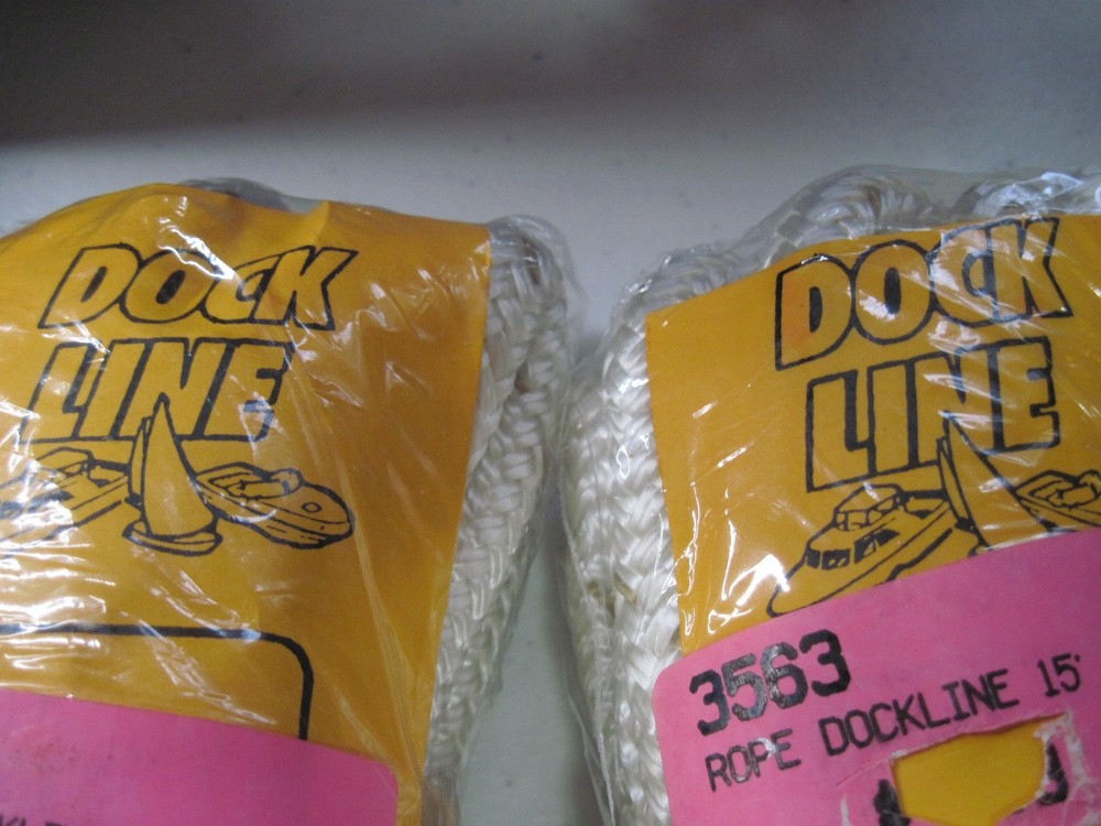 Dock Line Double Braid 3/8"x 15' w 12" Eye Splice Dock Rope 2Pkgs ea 15' White