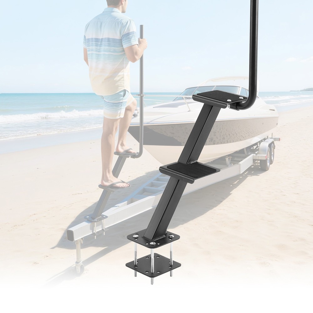 Uimoso Durable Boat Trailer Steps with Handle - 2-Step Bottom Mount Design