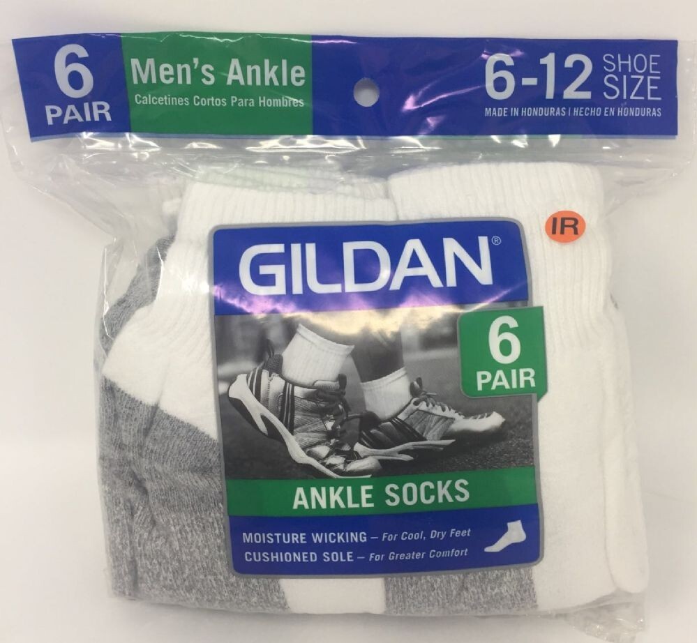 Gildan mens ankle socks Size 6-12