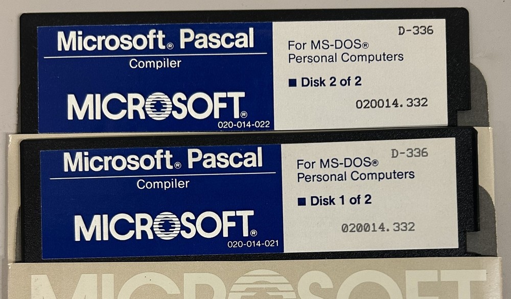 Microsoft Pascal Compiler Vrs 3.32 Manual & Software