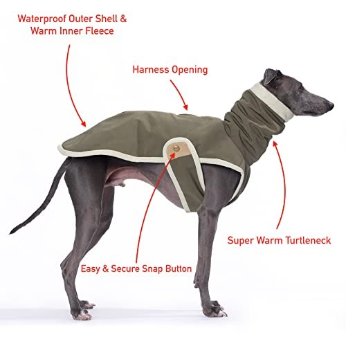 Turtleneck Jacket with Harness Opening, Fleece Lining, Medium Sage Green