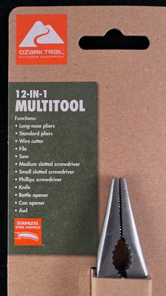 Ozark Trail - 12-in-1 Multi-Tool - Stainless Steel Handle - Silver