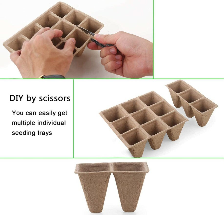Seed Starter Tray Peat Pots Kit Biodegradable Germination Seedling Trays 120Cell