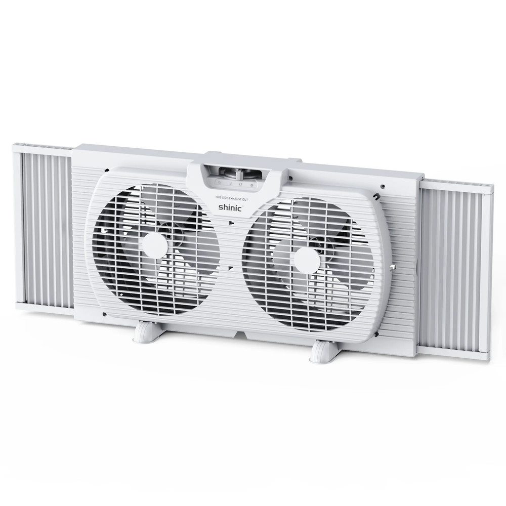 9" 3-Speed Twin Window Fan with Removable Bug Screen,Fully Assembled,(22“ to 33-