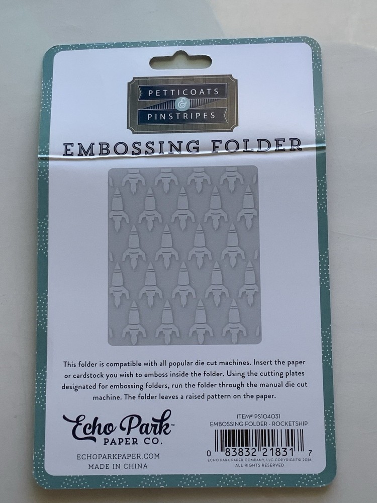 Echo Park Paper ROCKETSHIP Embossing Folder for most Die Cut Machine Rocket Ship