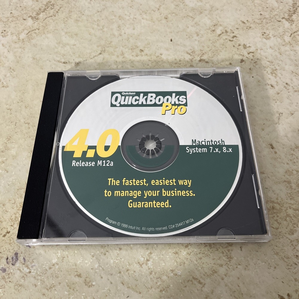 QuickBooks Pro 4.0 Software CD Macintosh System 7.x, 8.x 1999