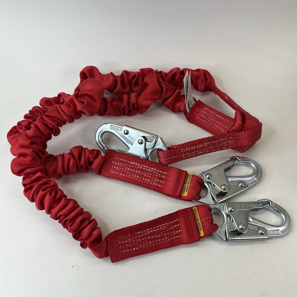 3m Protecta 1340141 PRO Stretch 6' Double Shock-Absorbing Lanyard Red