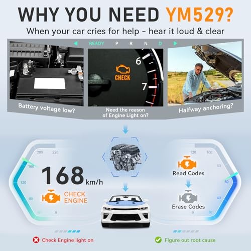 OBD2 Scanner Bluetooth Diagnostic Tool - iOS/Android Compatible - Real-Time