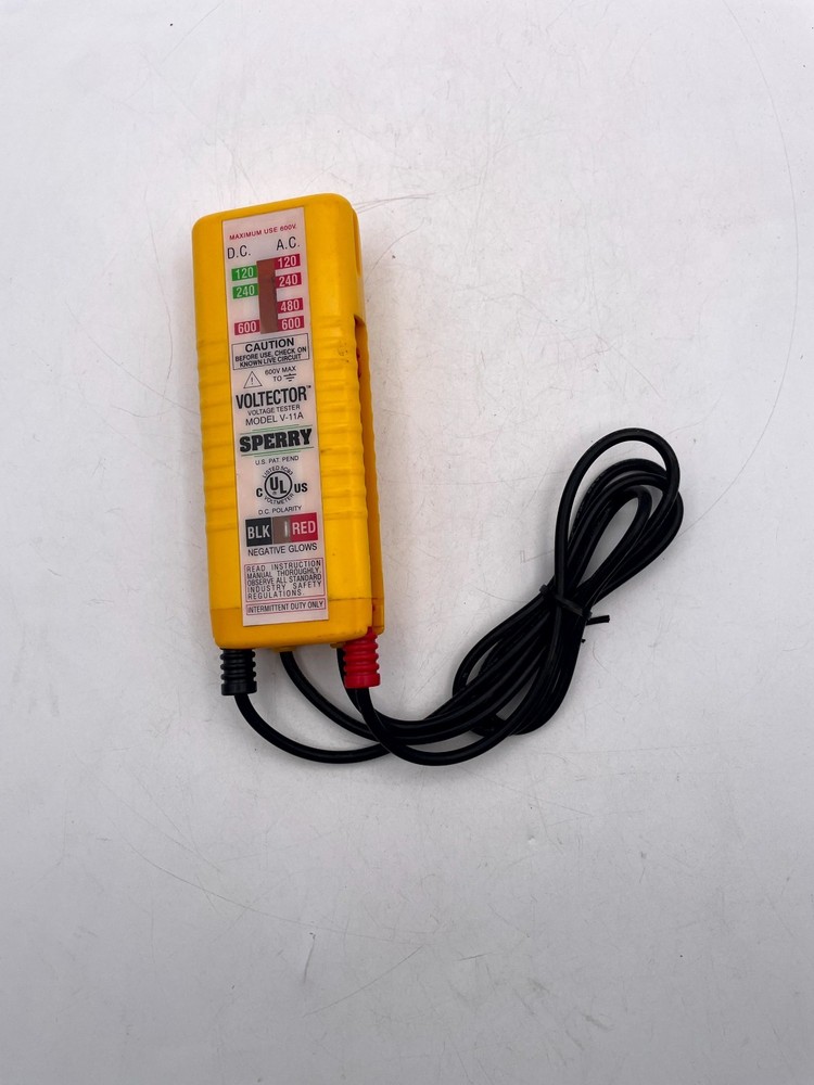 Vintage Sperry Voltector V-11A Voltage Tester Yellow Handheld 600 Volt Max AC/DC