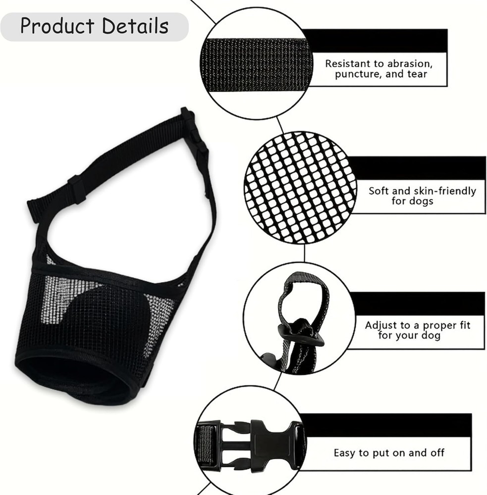 Dog Muzzle,Soft Air Mesh Muzzle Medium Large Dogs to Prevent Biting Barking