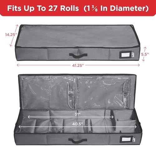 HOLDN’ STORAGE Premium Wrapping Paper Storage Container - Durable 600D Gray