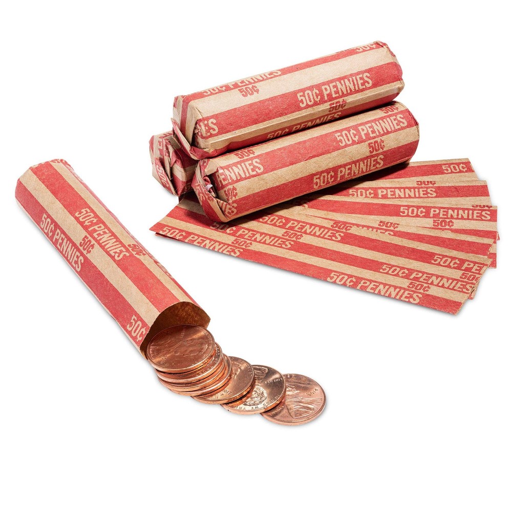 Coin Wrappers 1000 Count - 50 Rolls for Efficient Coin Sorting