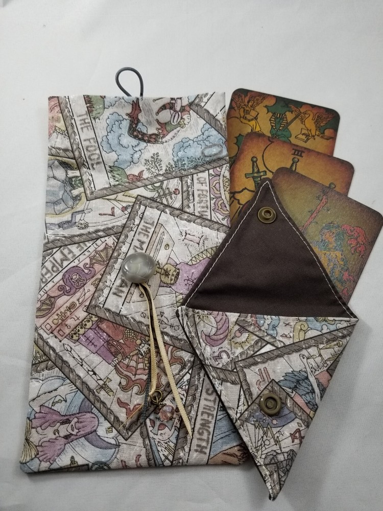 Tarot/Oracle Card Pouch Handmade Reader Advisor with Charm PLUS Crystal Pouch