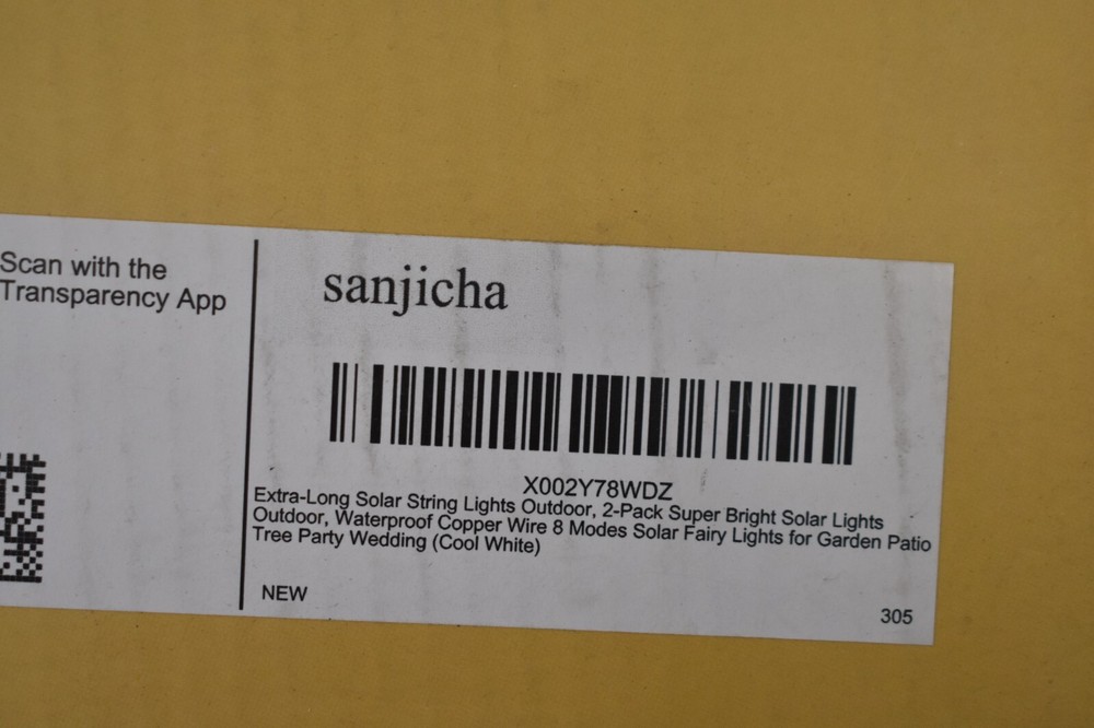 Sanjicha White 2 Pack LED Solar String Lights Waterproof Copper Wire 8 Modes