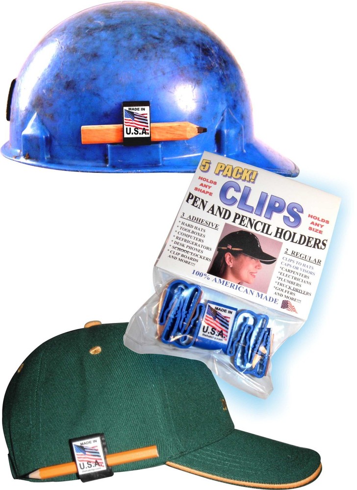 PENCIL HOLDER CLIPS 3 adhesive 2 regular for craftsman carpenter DIY tool BLUE