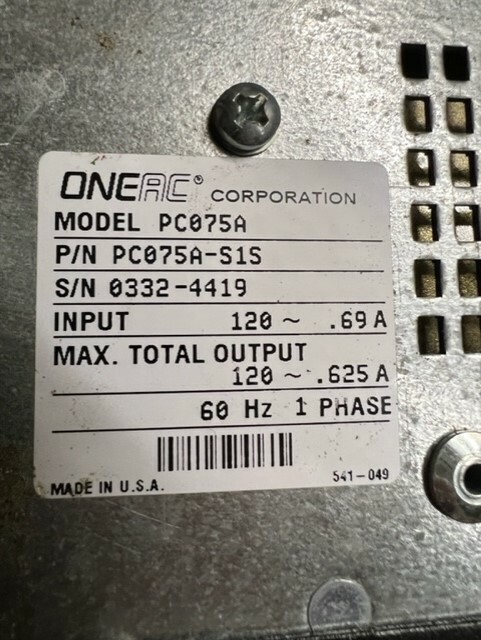 ONEAC MODEL PC075A CONDITIONEONE POWER CONDITIONER