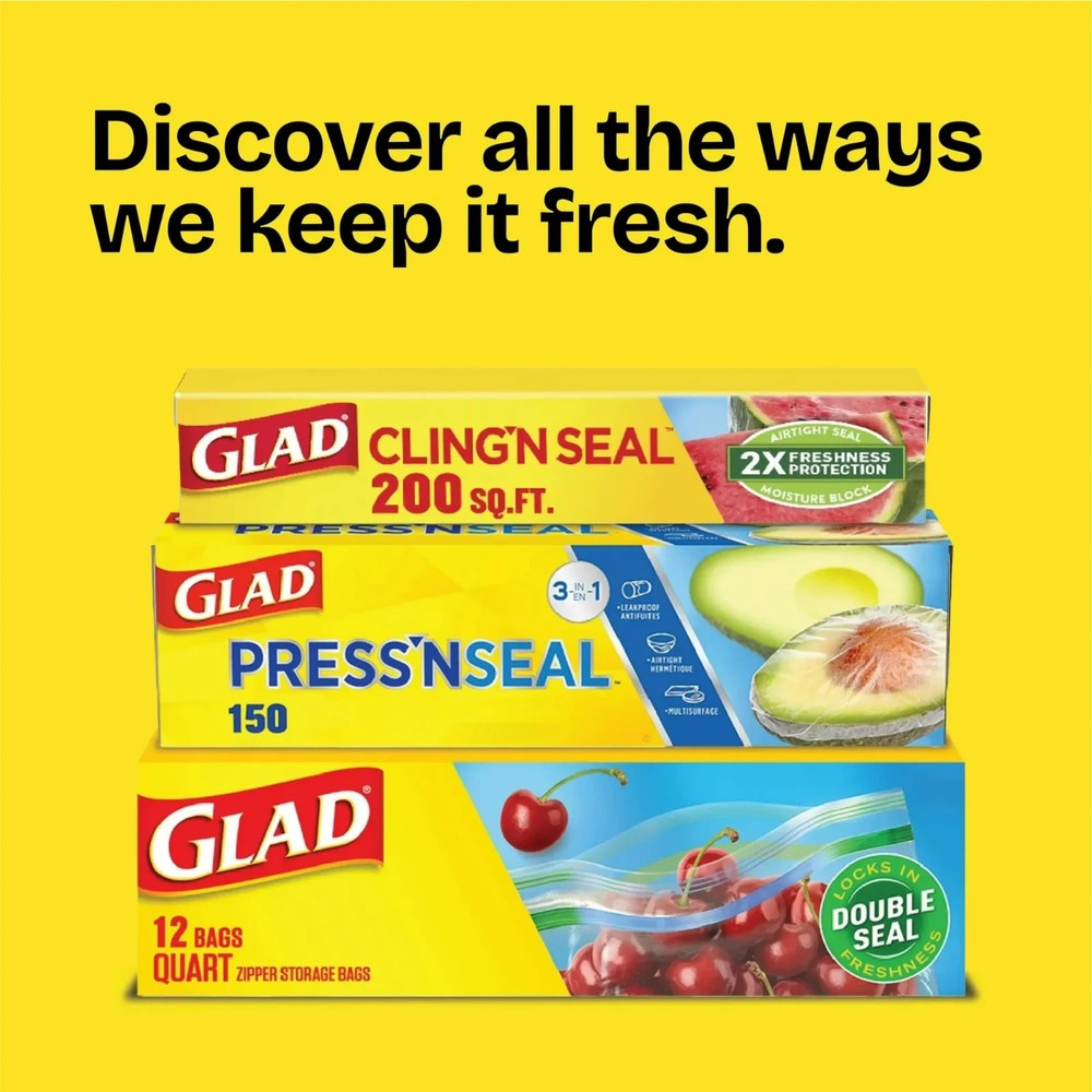 Glad Press'n Seal Plastic Food Wrap, 100 sq ft Roll